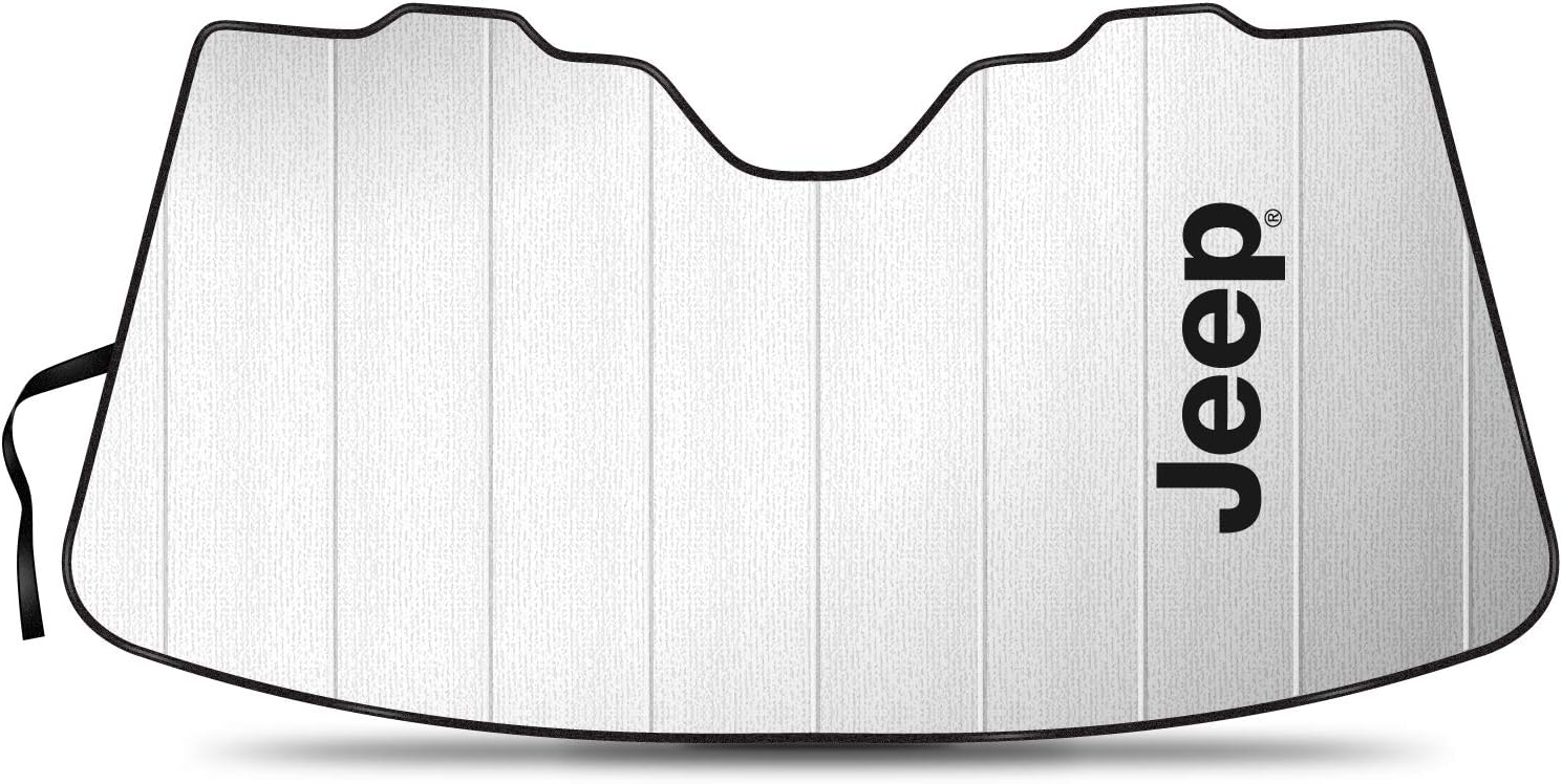 iPick Image for Jeep Logo Universal Fit Enforced Stand-Up Auto Windshield Sun Shade at Standard Size 54"x 27.5"