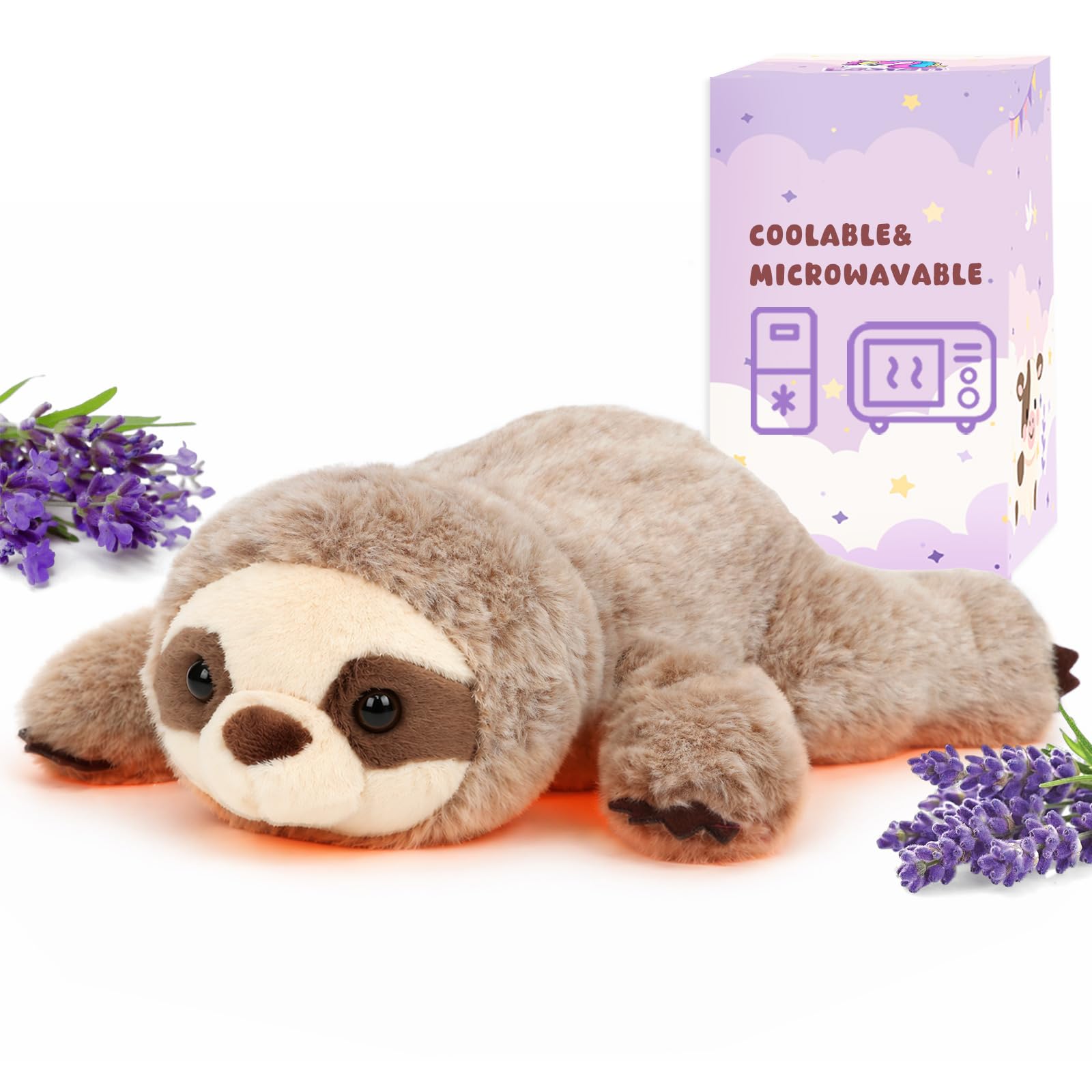 Easfan 12" Microwavable Sloth Stuffed Animal Weighted Plush Toy for Kids | Heated & coola…