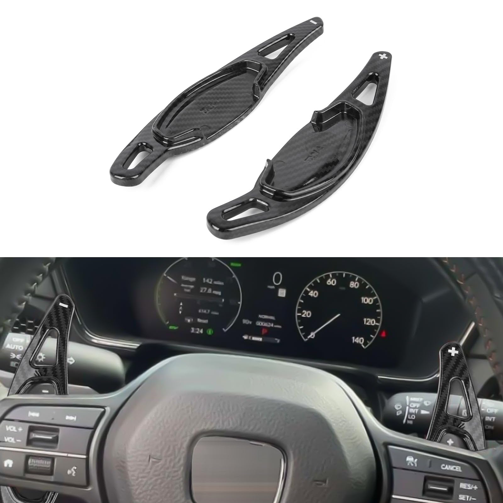 x xotic tech Carbon Fiber Pattern Paddle Shifter Extensions Cover Trim Interior Accessories Compatible with Honda Civic 11th Gen 2022 2023 2024 2025,