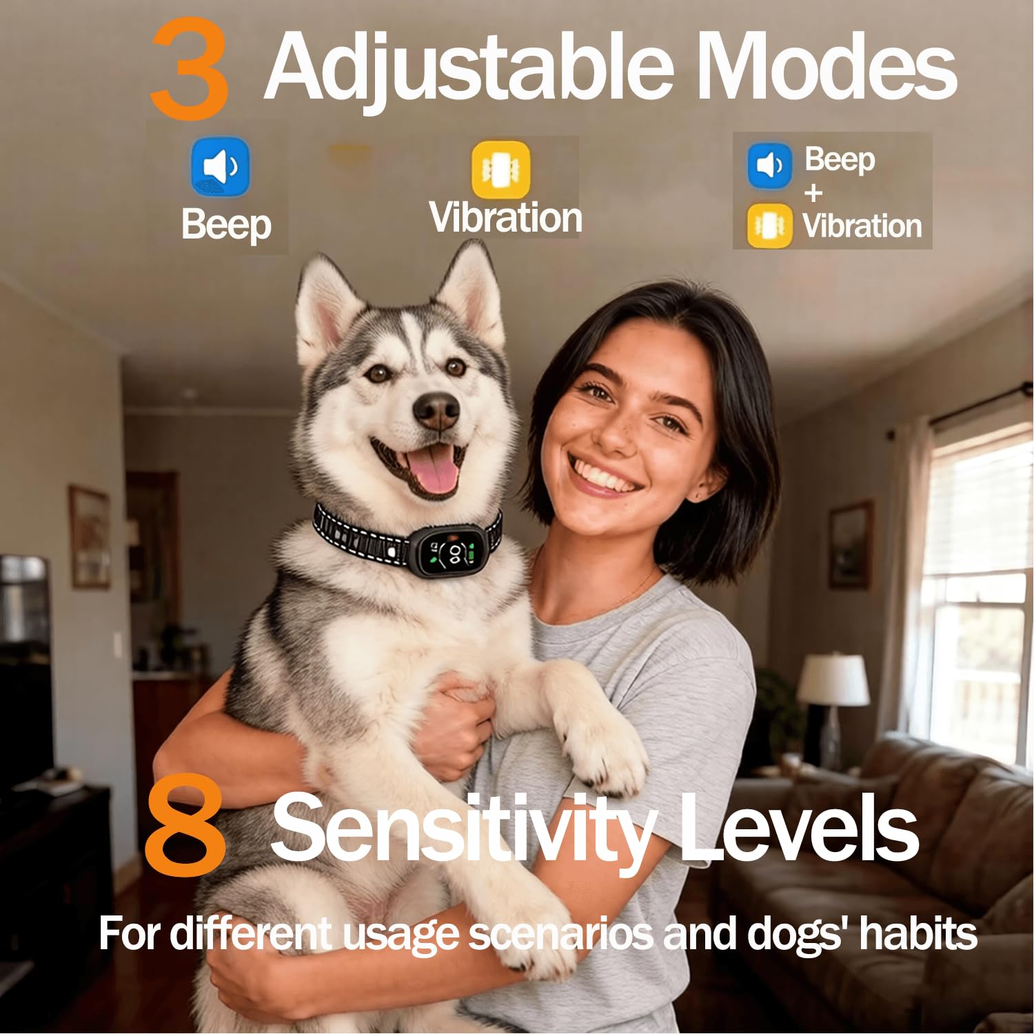 Collar antiladridos para perro, ajustable frecuencia antiaboiement pour chien para perros grandes, medianos y pequeños, perros ultrasonidos dispositivos antiladridos