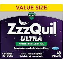 ZzzQuil, Ultra, Sleep Aid, Doxylamine Succinate 25mg, Sleep Aids for Adults, Nighttime Sleep Aid, 48 Count