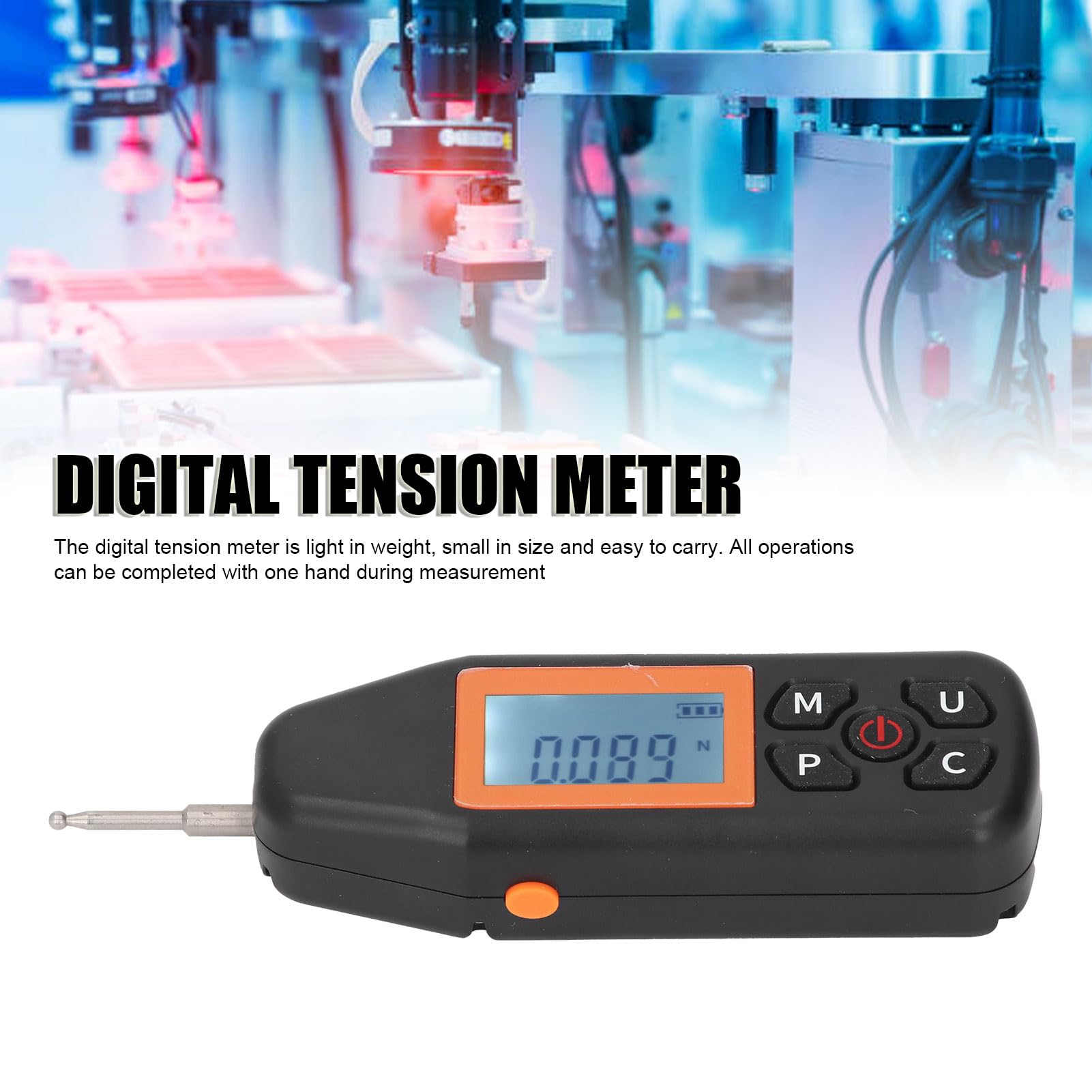 Luocute 10n Medidor de TensióN Digital, Push Pull Force Gaser Portátil LCD Pantalla Retroiluminada Pantalla Automática Potencia Baja 4 Unidades N LB Kg Oz con Alta Precisión para el