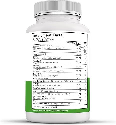 Miniatura 8 de NEW AGE AREDS 2 Vitaminas para los ojos  Luteína, zeaxantina, arándano, suplemento mineral de astaxantina para la visión  Apoya la fatiga ocular,