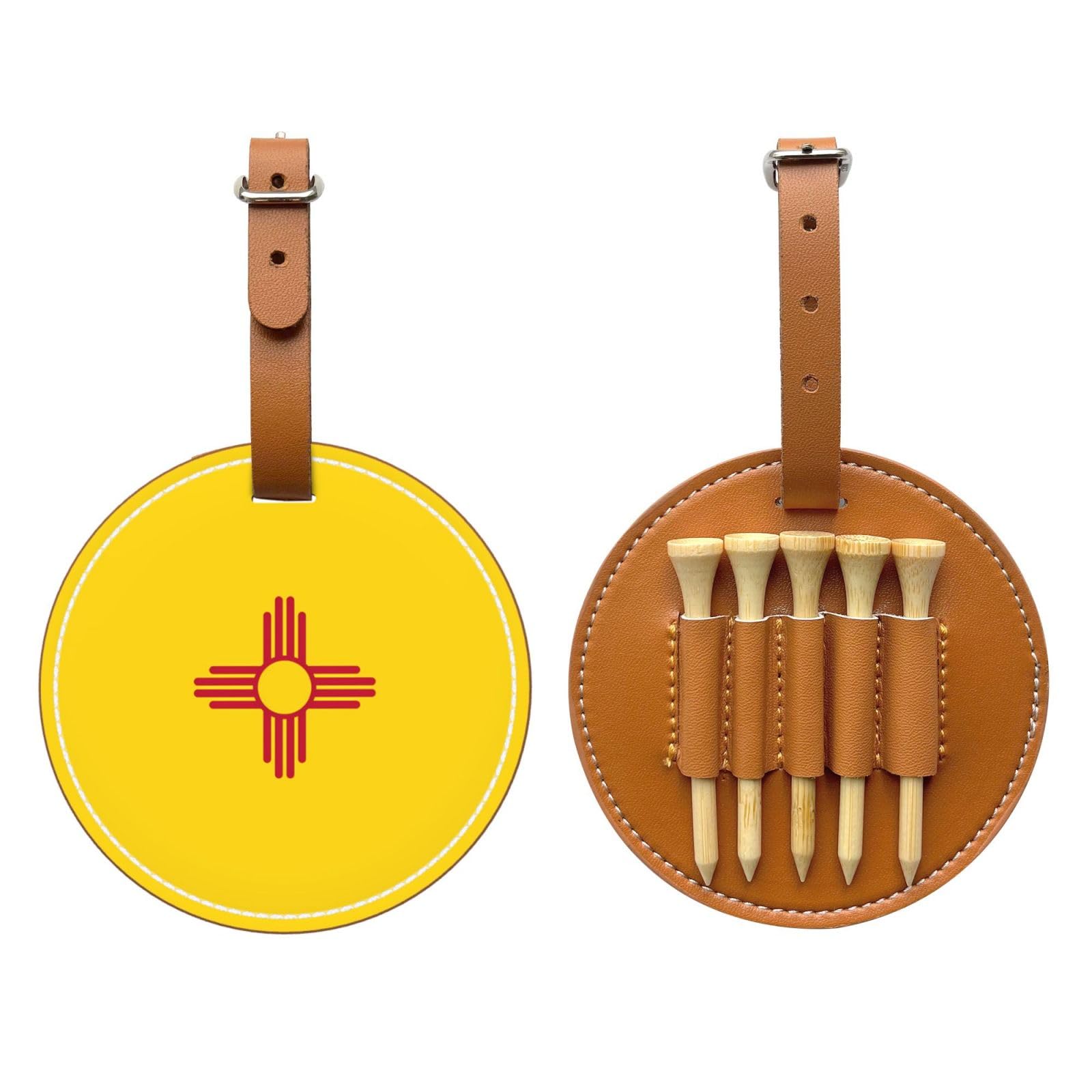 Flag of New Mexico Brown Printed Golf tee Storage Bag - Portable Design, Easy to Organize tee