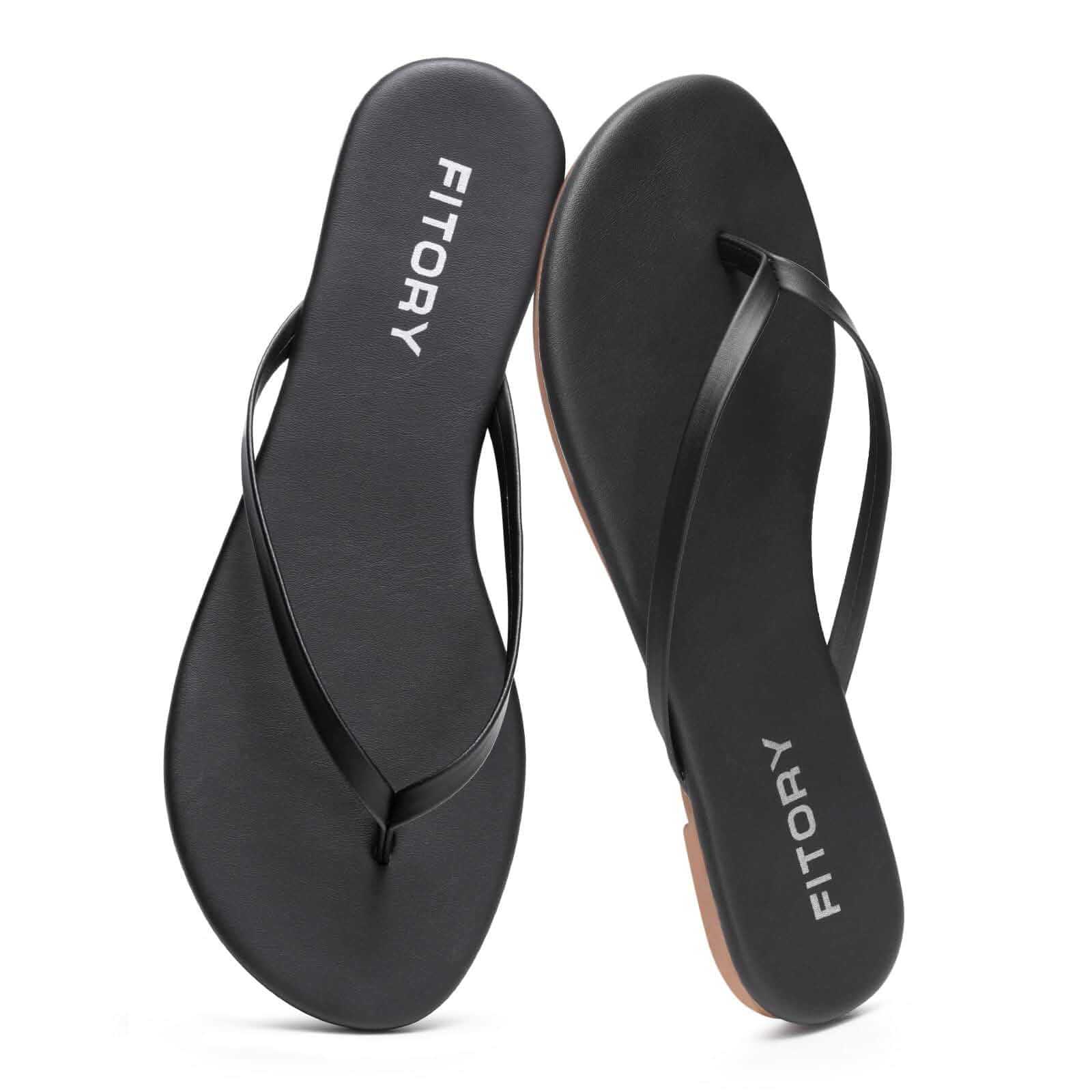 FITORY Womens Flip Flops Fashion Casual Thong Walking Slide Summer Sandals Comfortable, Lightweight, Beach Flat Sandals, Dressy, Round toe, Vegan Leather, Open Toe