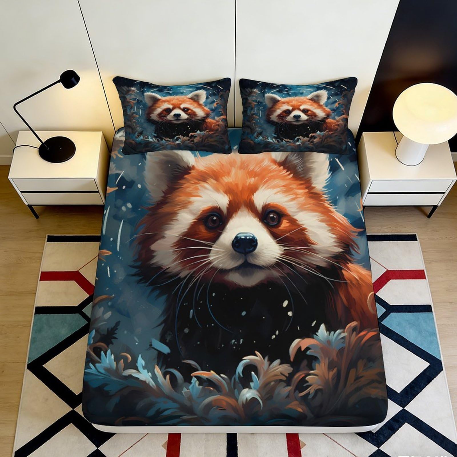 Pnayamiorkfel Style-8 3D Printed Red Panda Forest Fitted Sheet Microfiber Soft Decorative Animal Bed Cover For Bedroom Guest Room 90X200x25cm