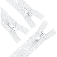 ANPURZII 3PCS #5 23 Inch White Separating Jacket Zippers for Sewing Coats, Molded Plastic Bulk ZippersWhite 23" 3PCS