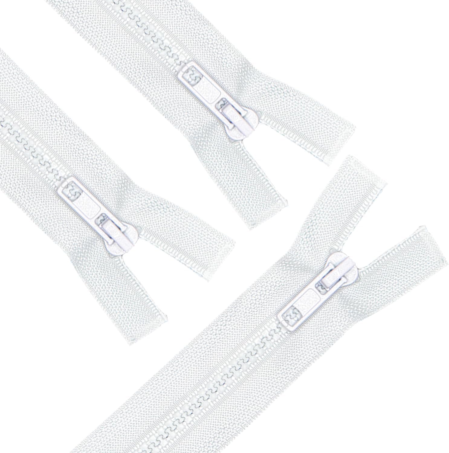 ANPURZII 3PCS #5 20 Inch White Separating Jacket Zippers for Sewing Coats, Molded Plastic Bulk Zippers(White 20" 3PCS)