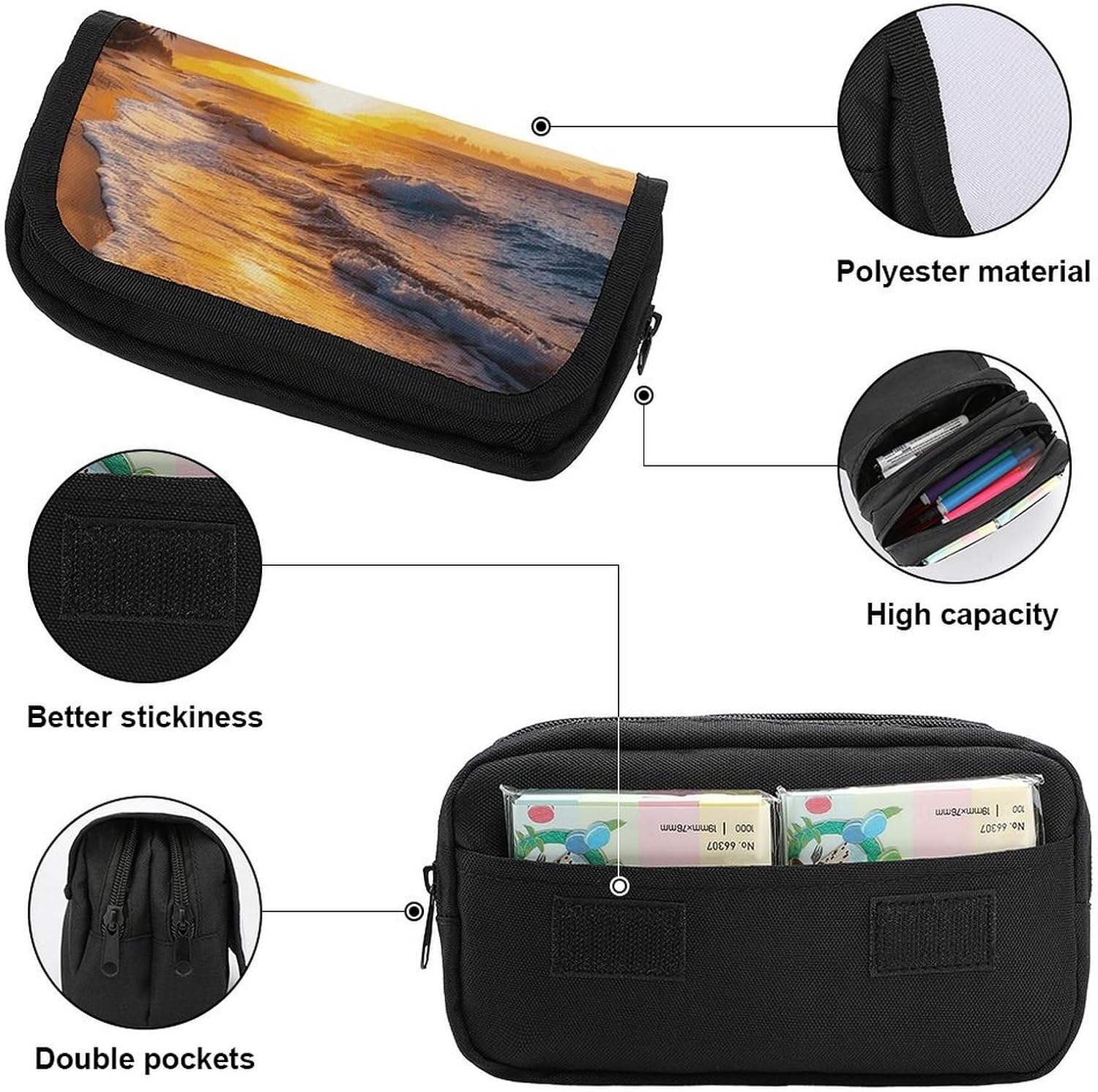 Ocean Sunset Pencil Case Big Capacity Pencil Pouch image 3