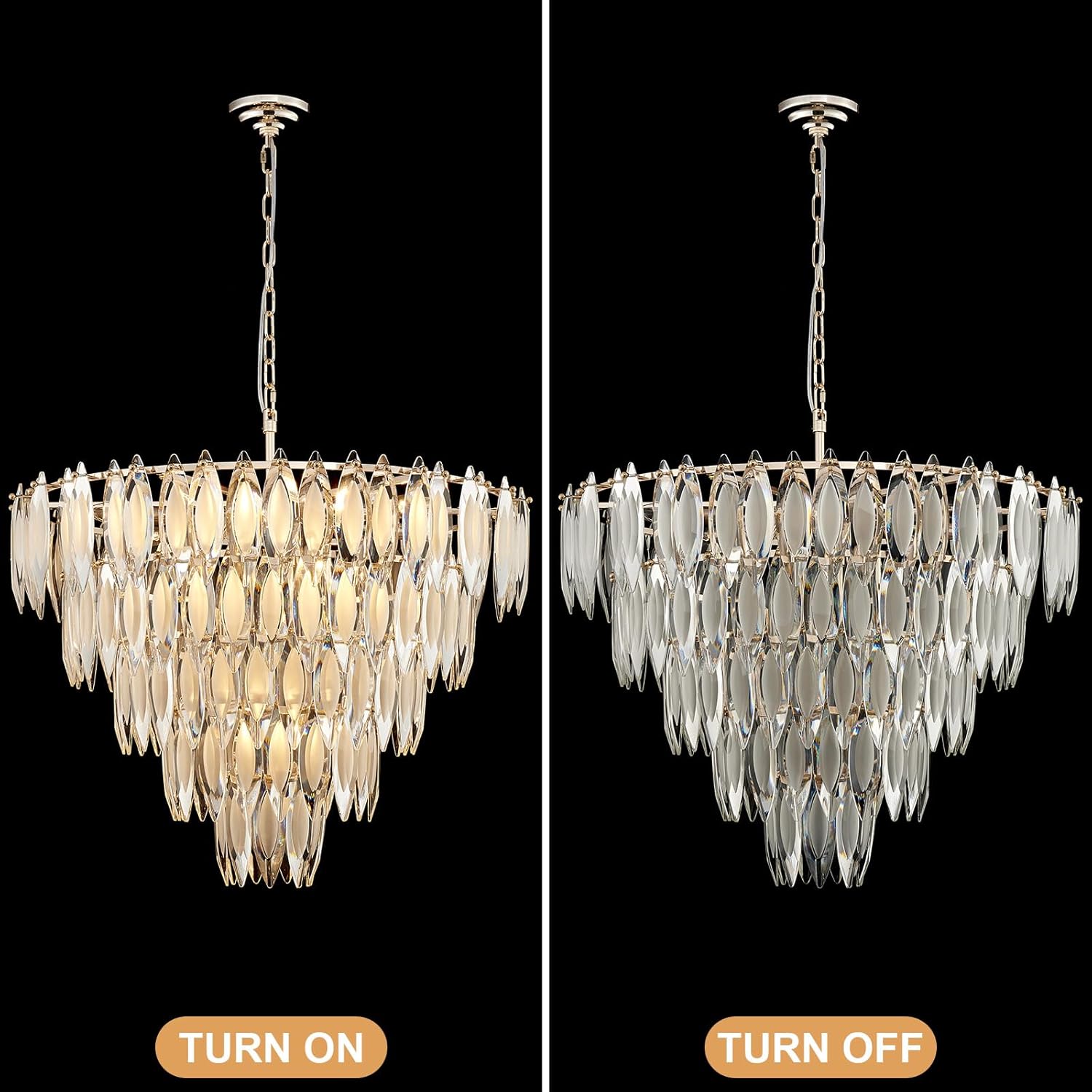 Modern Large Gold Crystal Chandelier 31" D Round Crystal Ceiling Light for Dining Room Living Room High Ceilings Hallway Entryway 14-Light Pendant Light Fixtures 31" D x 30" H