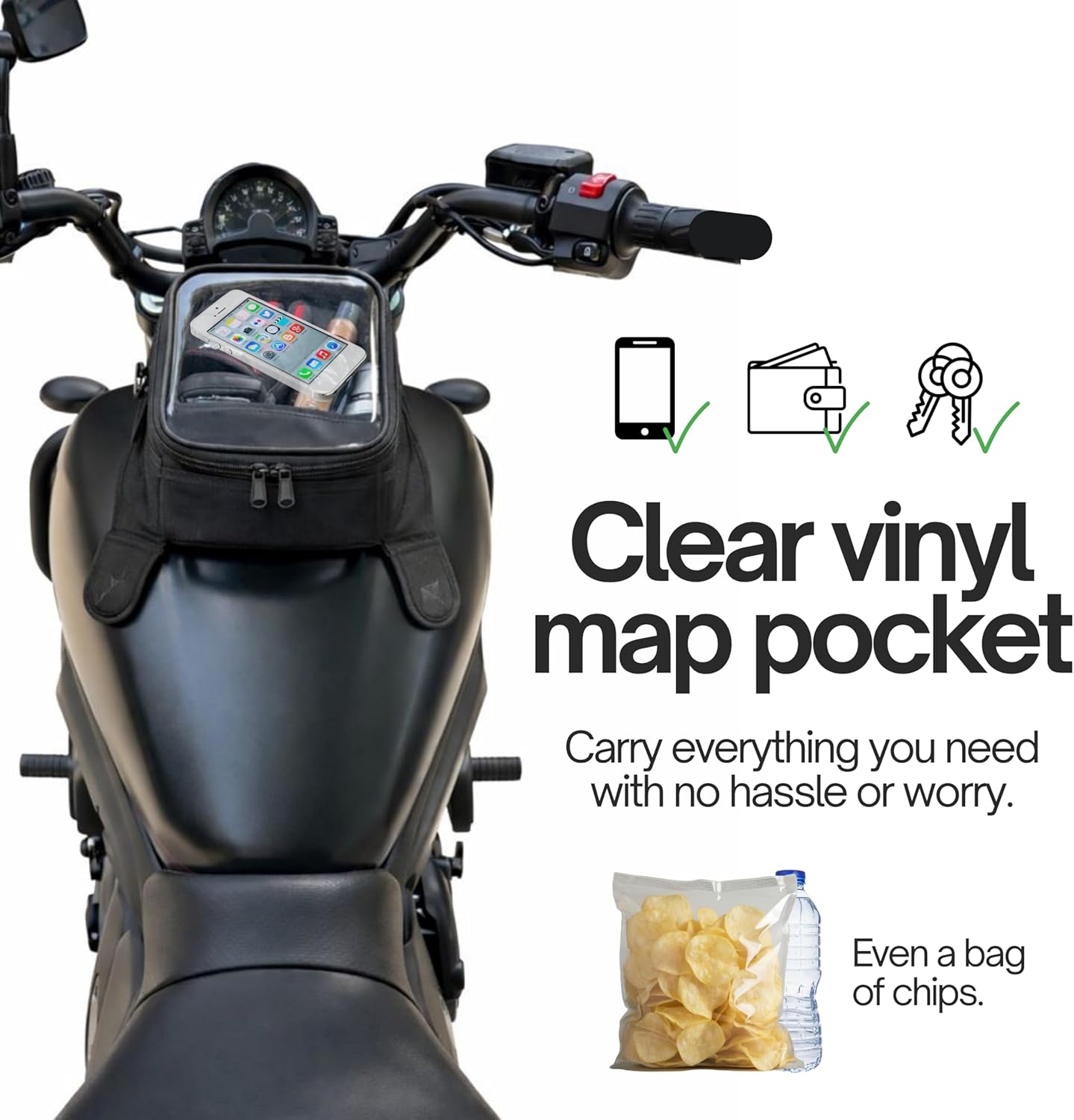 Formosa Covers Motorcycle Tank Bag 10L, Magnetic Gas Fuel Tank Bag with Clear Map & Phone Window, Strong Magnet Mount, Water Resistant Motorbike Storage for Street & Sport Bikes