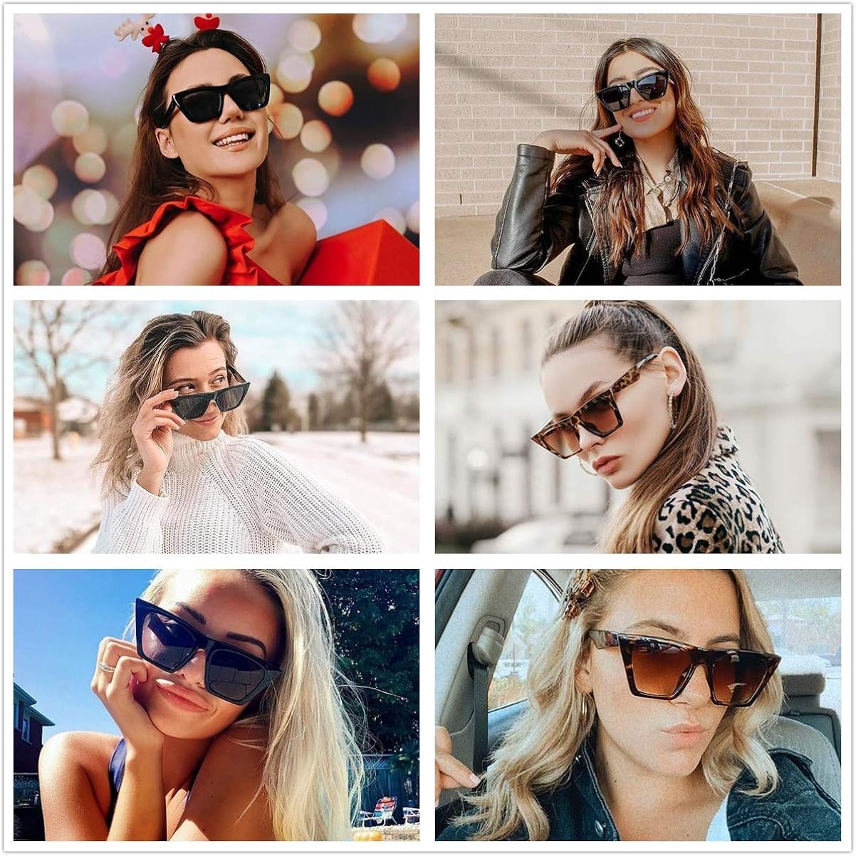Miniatura 7 de SORVINO Cateye - Gafas de sol cuadradas retro clásicas vintage pequeñas gafas de sol para mujeres y hombres