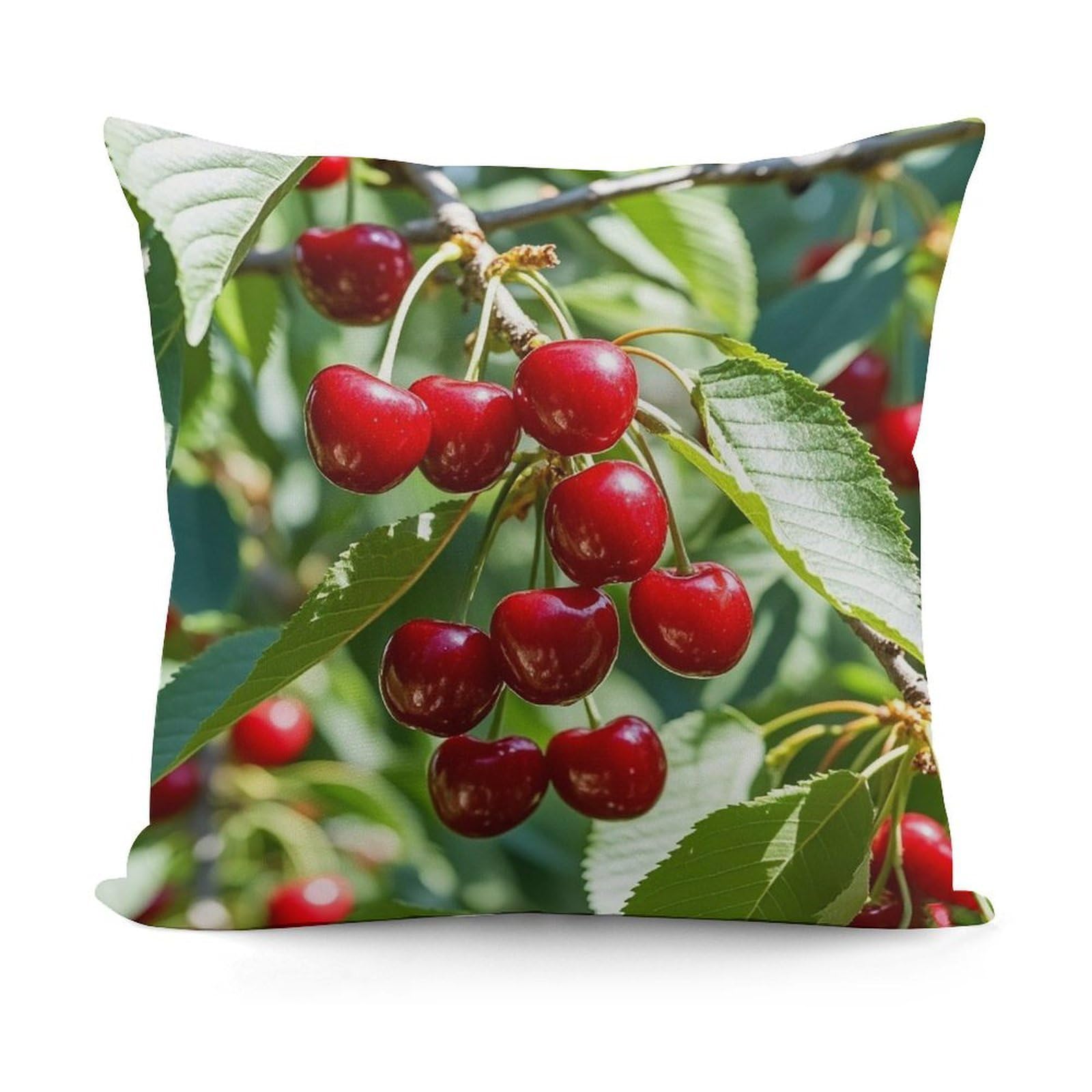 LZQPOEAS Cherry Throw Pillow Cover 18x18 in Breathable Square Pillow Case Cozy Soft Pillowcase Protector Fashion Modern Couch Cushion Case for Living Room Bed Sofa Decor
