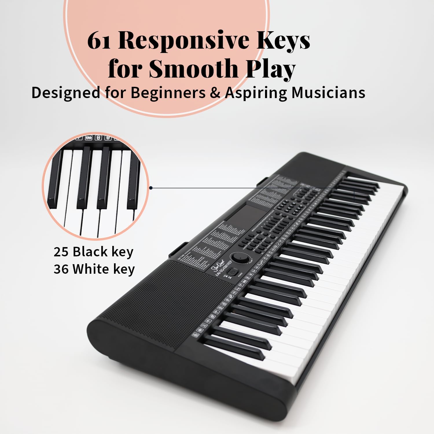 StarQuest SQ-KB61KEP 61-Key Keyboard Piano W/Digital Piano Stand & Bench, Headphones, Microphone, Keynote Stickers for Beginners, LCD Display & Portable