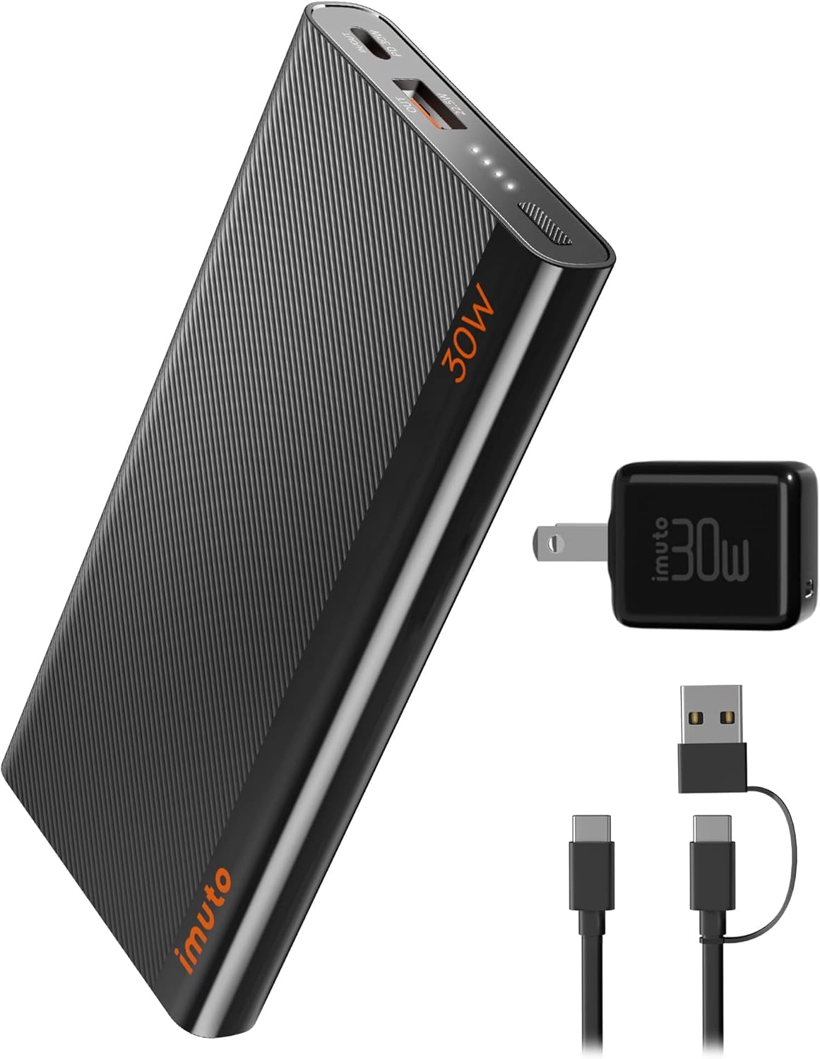 imuto Slim Portable Charger PD 30W, 10000mah Power Bank PPS Samsung Fast Charging 25W for Galaxy S24 S23 S22, Galaxy Z Flip Galaxy A Note 9 10 20, A23 53, Pixel 6 7, PD 30W for iPhone 15 Pro Max