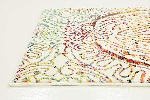 Miniatura 8 de Unique Loom colección Lyon - Alfombra abstracta y moderna, Polipropileno, Marfil/rojo