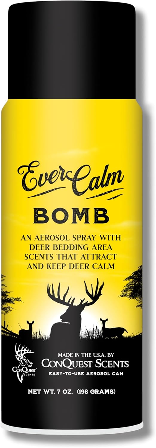 Conquest Scents EverCalm Deer Scent Bomb – Deer Attractant Spray & Calming Scent, All-Season Effectiveness, Versatile Hunting Aerosol Canister