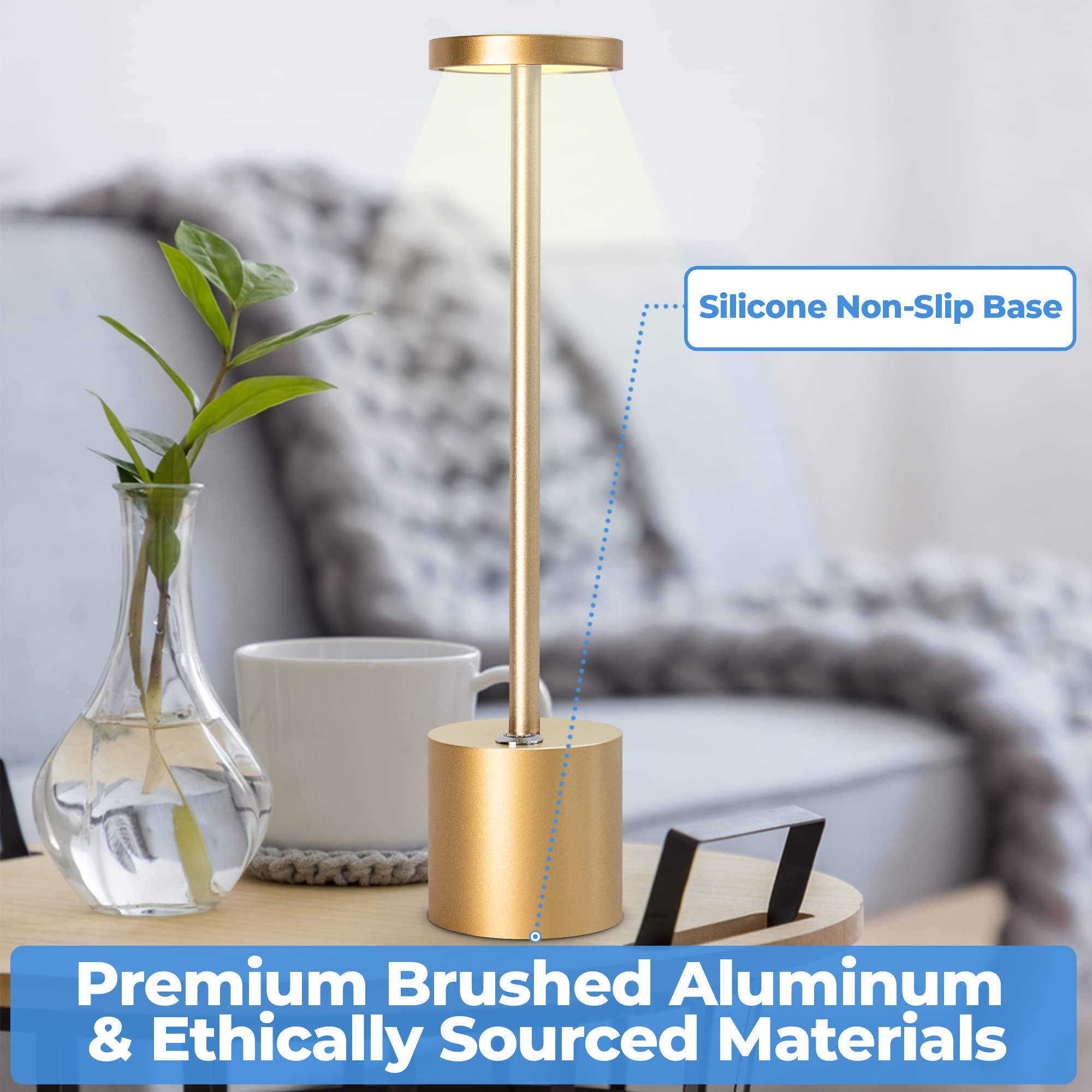 Lámpara De Mesa Plisada Hyuduo Recargable Por USB, Con Pantalla De Tela Y Base De Hierro, Control Táctil Y Batería De 1200 MAh, Luz Cálida Para Dormitorio O Salón (Beige)