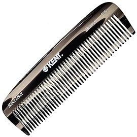 Kent 12T G Wide Tooth Detangling and Grooming Comb - Handmade Pocket Comb for Thick, Curly, Wavy Hair - Large Tooth Hair Detangler for Beard and Mustache - Saw-Cut and Hand Polished