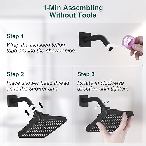 Miniatura 9 de Hoimpro Cabezal de ducha filtrado de alta presión de 6 pulgadas para agua dura para eliminar el cloro y sustancias nocivas, filtro de repuesto