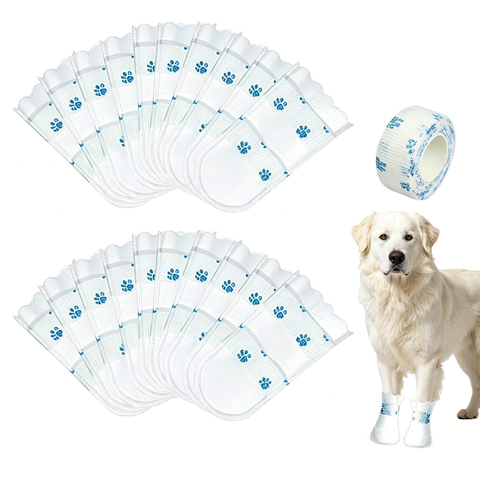20pcs Disposable Dog Boots for Injured Paws Waterproof Dog Socks Paws Stop Licking,Disposable Dog Paw Bandage Indoor and Outdoor Walking,Large Dogs Paw Protectors(L(38-56 lb))