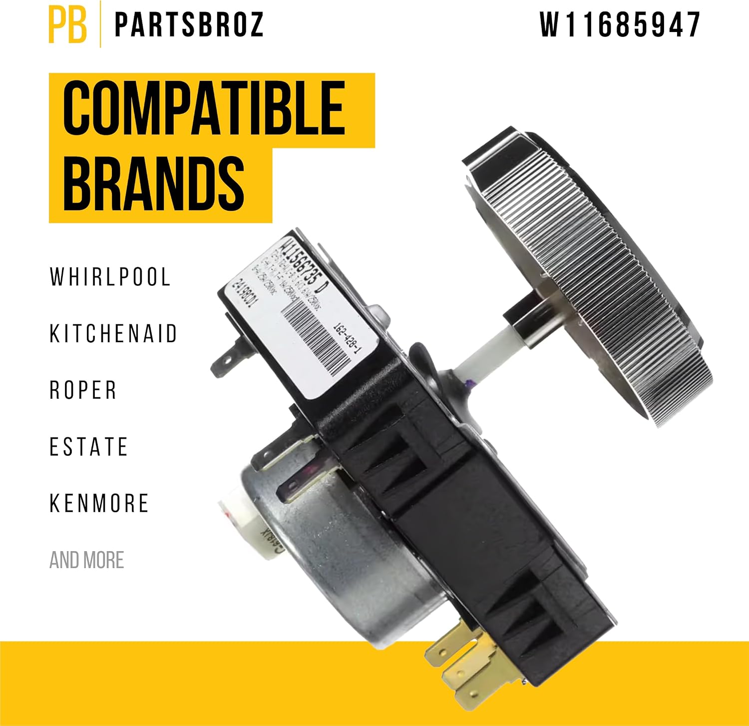 PartsBroz W11685947 Timer - Compatible with Whirlpool Estate KitchenAid Roper Dryer - Replaces AP7215858 PS17216594 W11566735 - Ultra Durable Replacement
