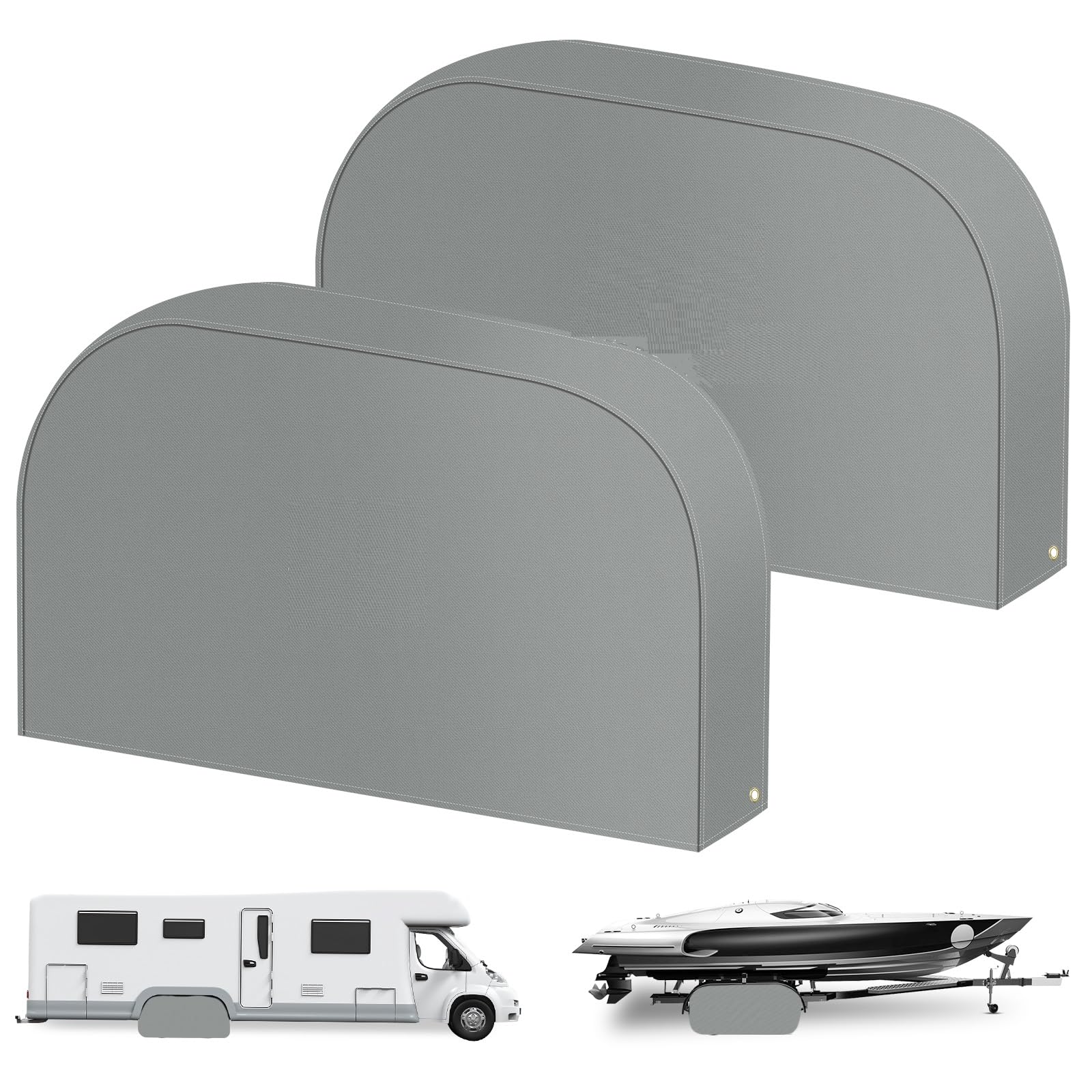 Tuszom Tearproof Anti-UV Dual Wheel Protector for RV, Trailer, Camper,Truck,Cars,Jeeps,Vans,SUV 2 Pack, 900D Solution-Dyed Waterproof Dual Axle Tire