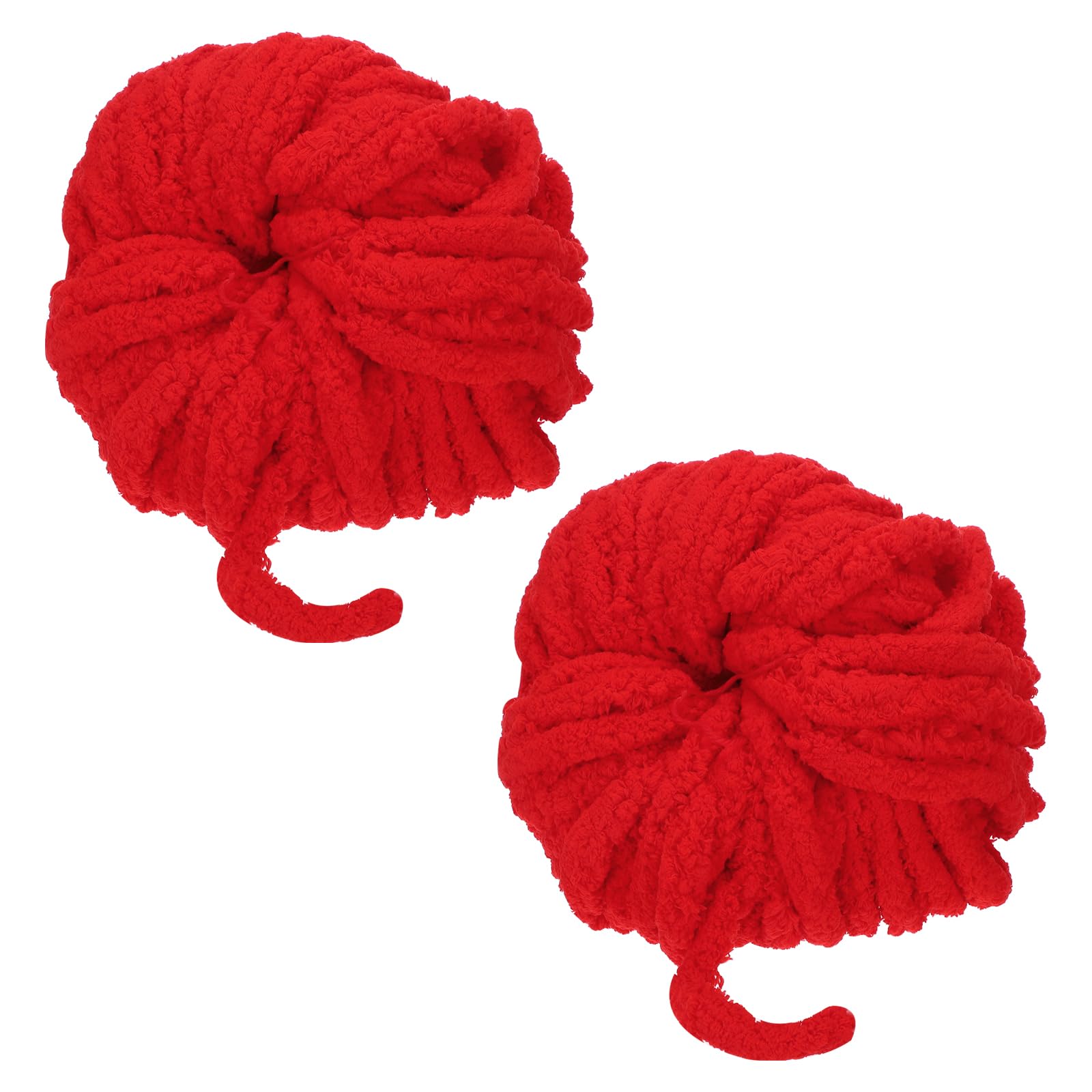 Fil épais pour crochet rouge chenille douce | 2 pelotes de 27m