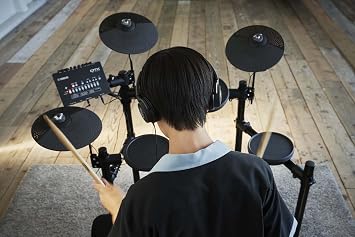 Yamaha DTX402KS Electronic Drum Set with Drum Chair, Realistic and High Quality Drum Sound, Equipped with 10 Practice Functions, Easy Operation with App, Compact, Lightweight, Foldable