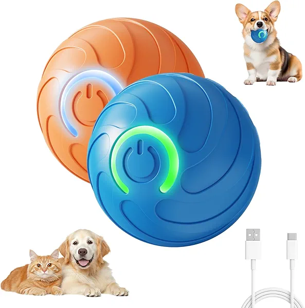 Yaindhi 2PCS Shaky Ball Toy for Dogs, Vibrating Dog Ball, USB Rechargeable, Interactive, Automatic Moving, Bouncing, Perfect for Small, Medium, Large Dogs (Small, Swirls)