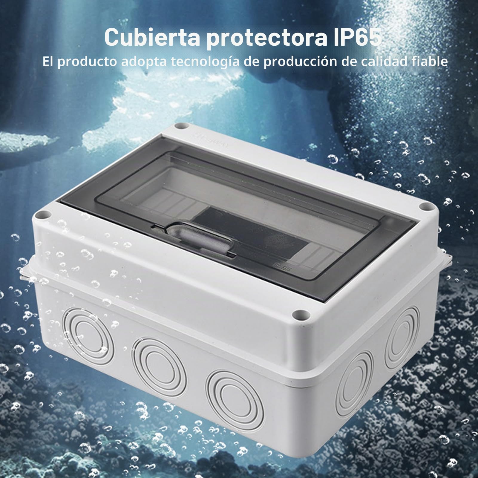 SPORWAY Unidad de consumo 4 vías para caravana, taller, caja de fusibles, disyuntor, caja de distribución con carcasa IP65, 63 A, 2 x 6 A+10 A+20 A+32 A