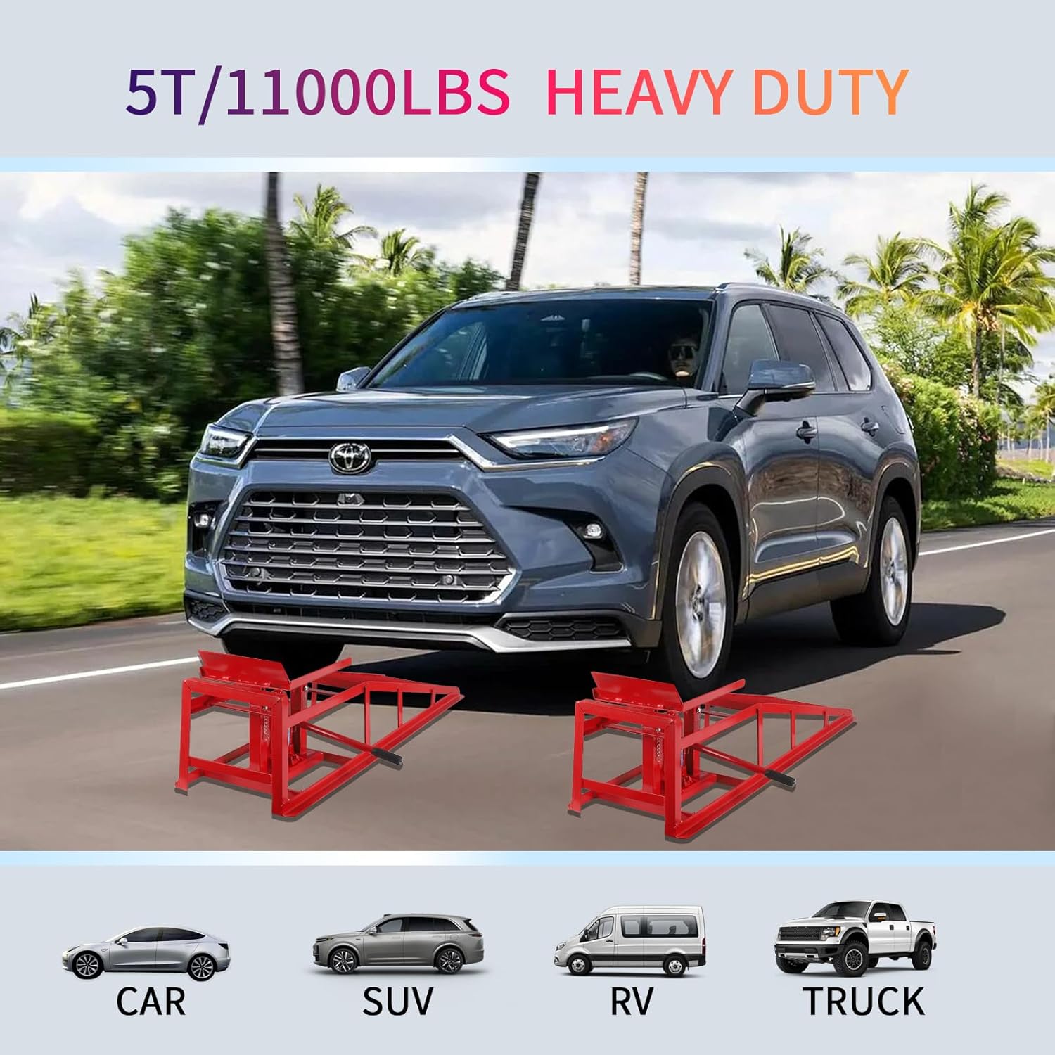 5T 11000lbs 2-Pack Hydraulic Car Ramps,Hydraulic Vehicle Ramps Assemble Easily,Automotive Ramps for Oil Changes,Low Profile Car Ramp for Home Garage, Auto Garage Repair.