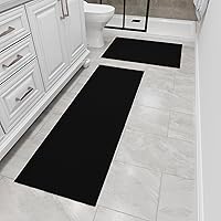 Vista 4 de Ottomanson Juego de 2 alfombras de cocina antideslizantes, de pasillo y de área pequeña, color liso, de 20 x 59 pulgadas y 2 pies 3 pulgadas x 3