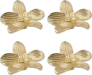 MOROBOR 4pcs Petal Drawer Knobs Kitchen Handle for Cabinet Dresser Door Pulls Flower Shape Dresser Knobs Gold Zinc Alloy Knobs Furniture Decoration Pulls (Gold)