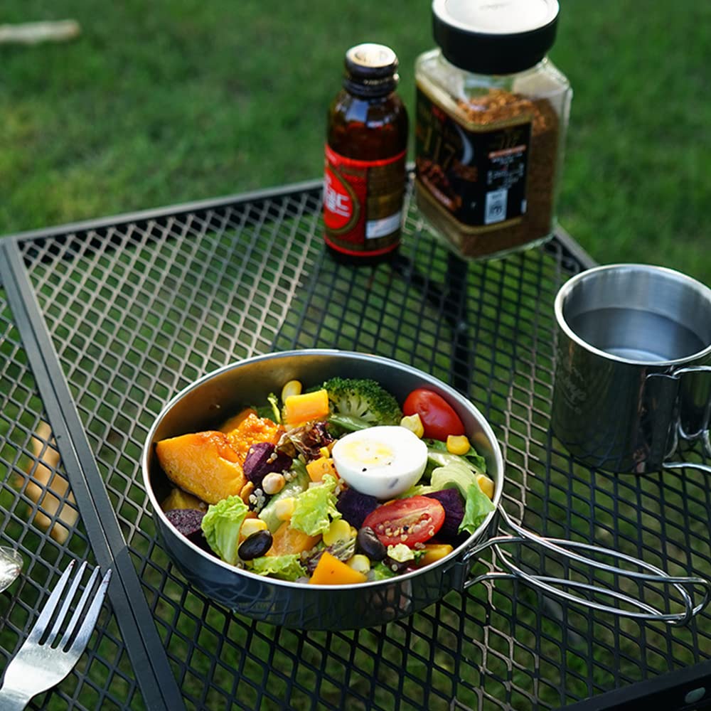 Set Da Campeggio In Acciaio Inox Per 1-2 Persone - 10 Pezzi, Leggero E Trasportabile Per Picnic - Foto 7