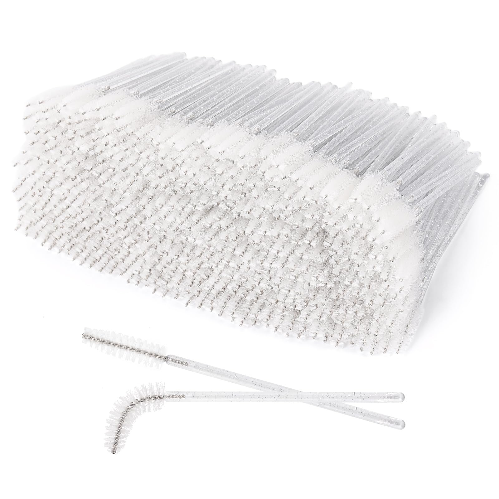 Tbestmax 500 Disposable Mascara Wands Eye Lash Brush Spoolies for Eyebrow Eyelash Extension (White)