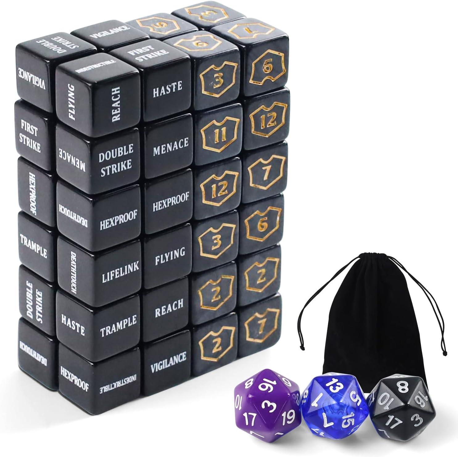 51 Pieces MTG Dice Set,Ability Keyword Counters, Shield Life Counters