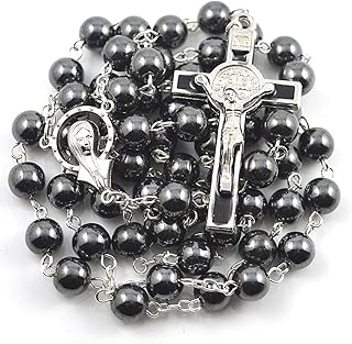 Soul Statement Rosary Necklace Confirmation Gifts, First Communion, Hematite Beads Y Necklace - coolthings.us