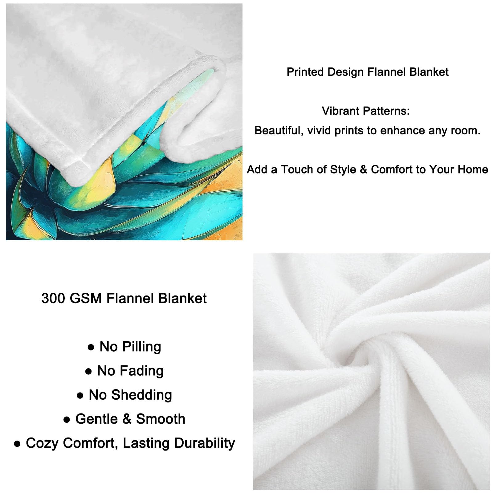 Genérico Manta Franela para Cama Turquesa, Ultra Suave Mantas Estampado Abstracto Planta Cactus De Agave para Sofa 220 x 240 cm - Cálida y Acogedora para Cama Sofá Oficina Coche Viajes Camping