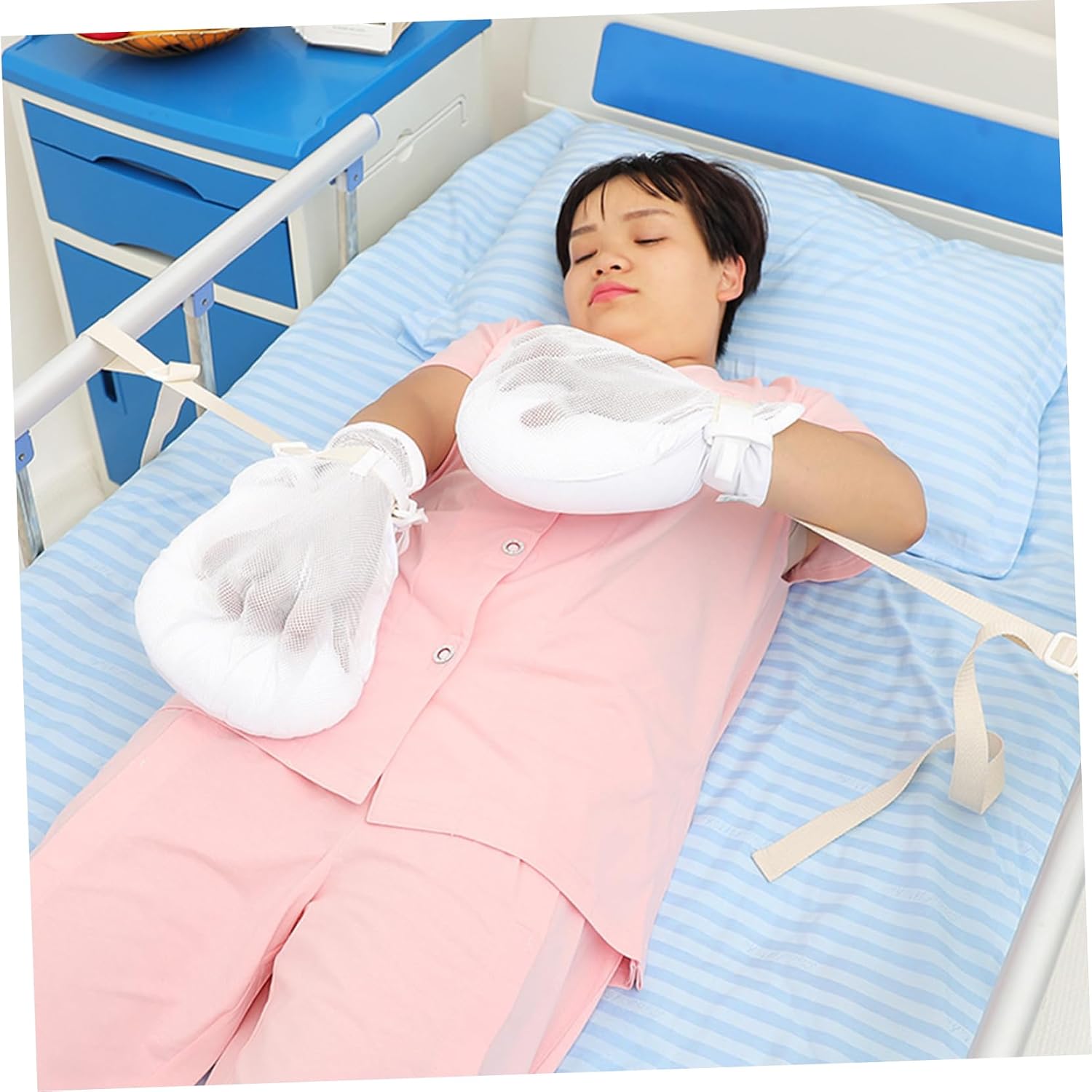 Breathable Hand-Constraint Gloves for Patient Safety Soft Protector Mitts to Prevent Self-Injury Comfortable Wear for Home and Hospital Use Five-Finger Design