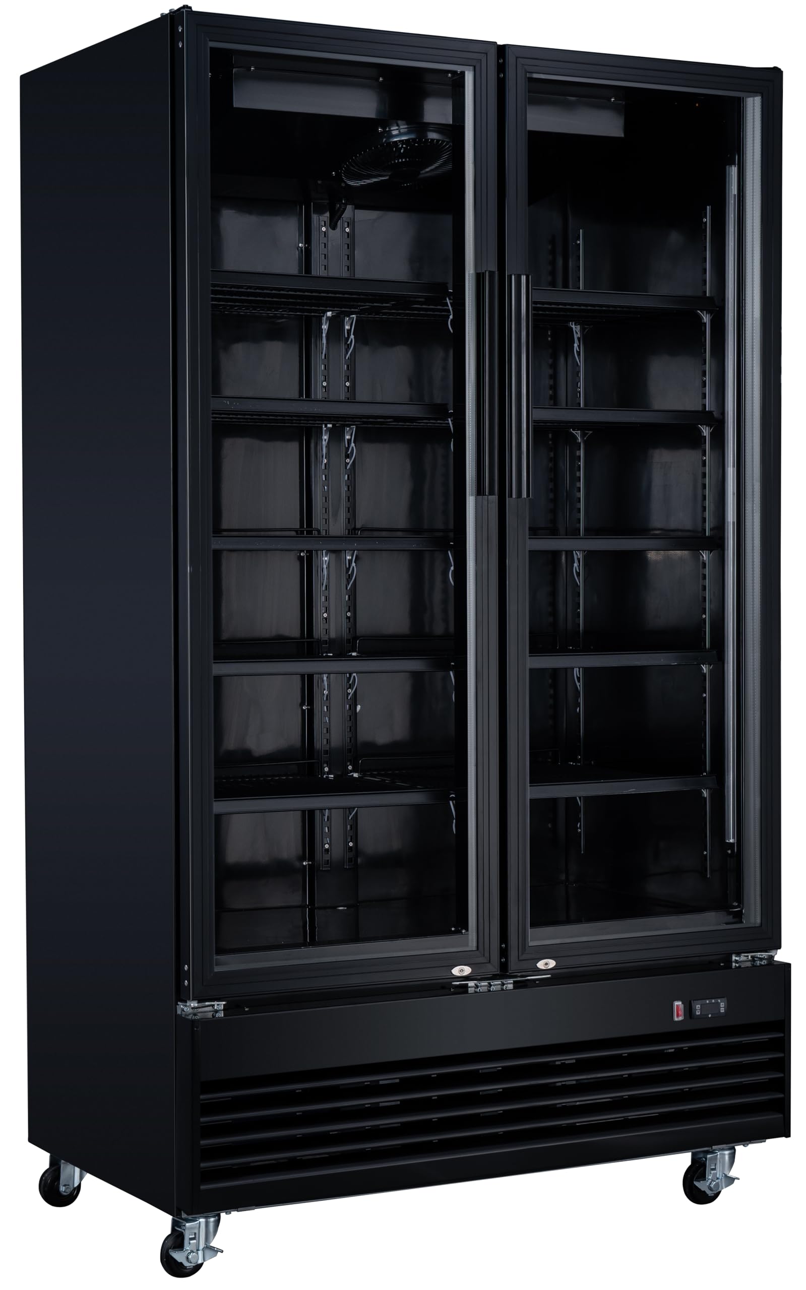METRO Professional Vitrine Réfrigérée Double/Réfrigérateur Double à Boissons GSC2100B-NC, Acier/Aluminium/Verre,120 x 72,5x 206,6 cm, 949 L, Froid Ventilé, Roulettes & Serrure, Noir