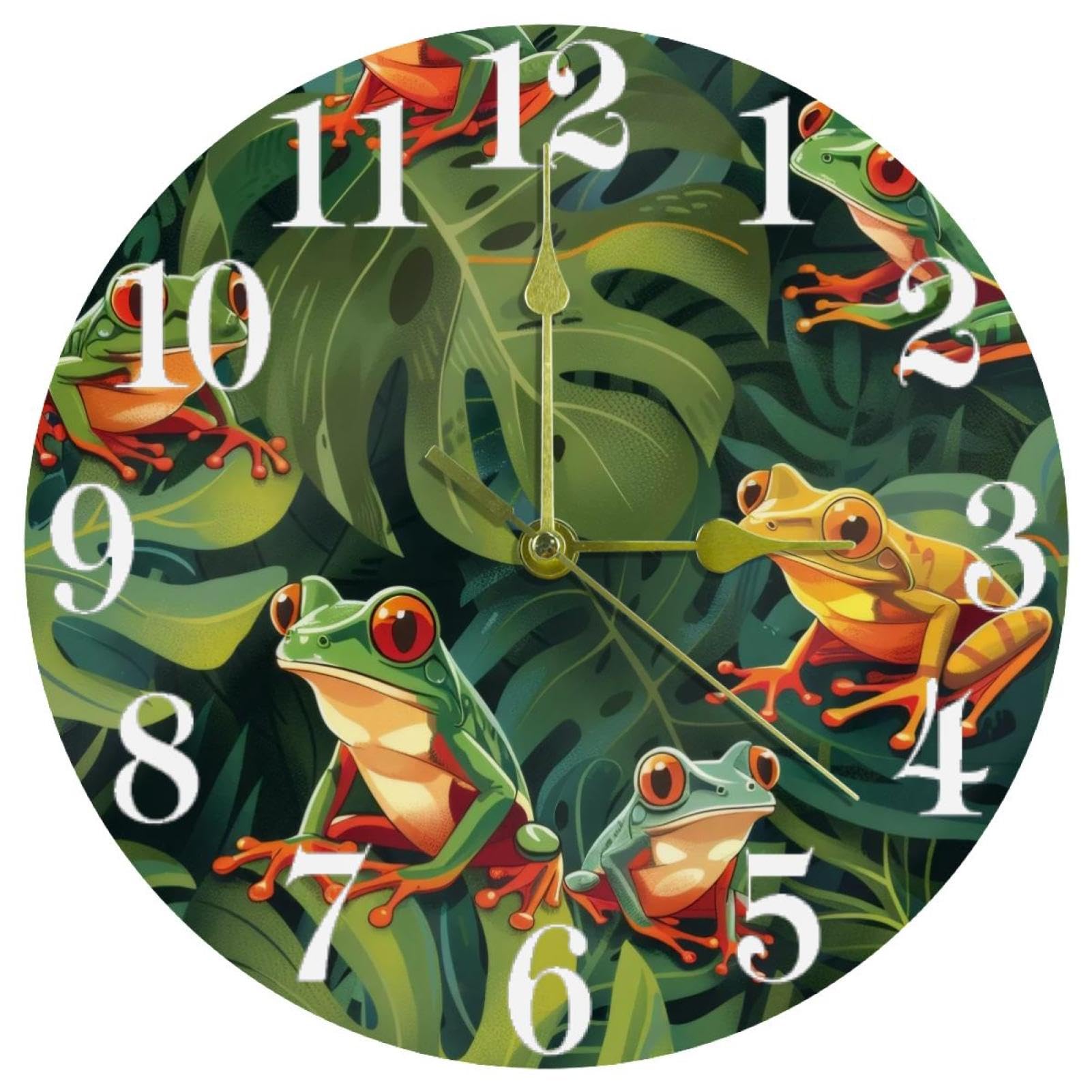 Horloge murale cuisine et bureau design grenouille tropicale