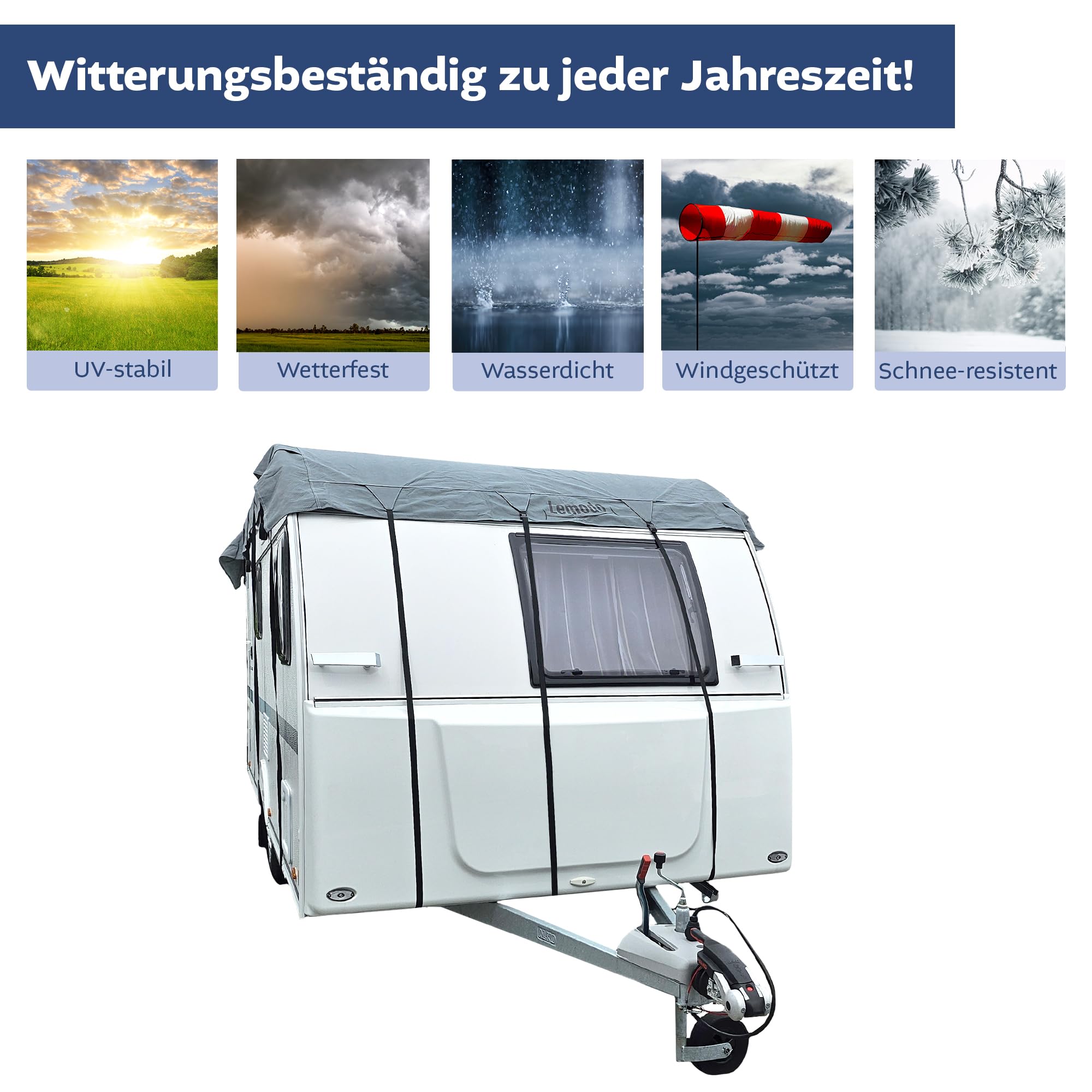 Dachabdeckung für Wohnwagen, Größe L, Schutzhülle für Caravan, Abdeckplane, Dachplane