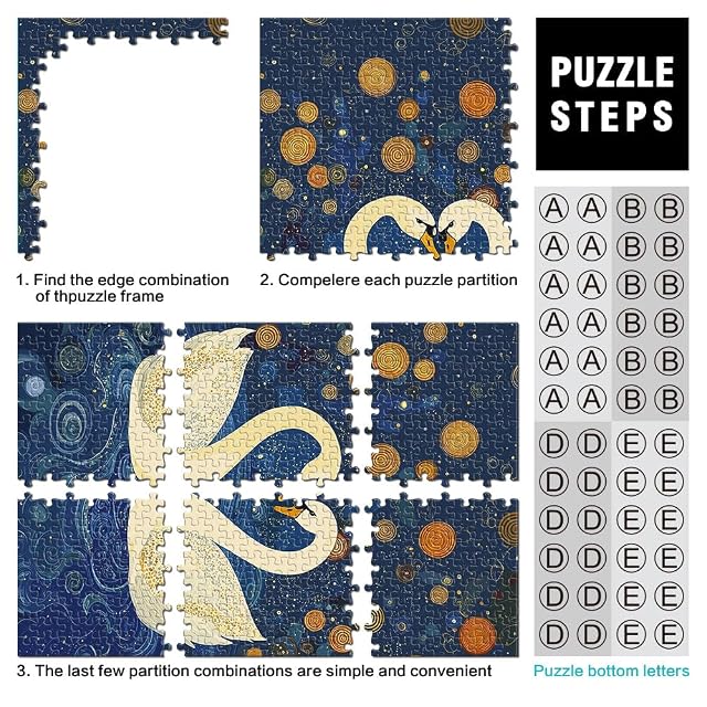 Foto 3 de 6 de Cisnes en la Noche Estrellada Puzzles de 1000 Piezas para Adolescentes Juguete Educativo Intelectual…
