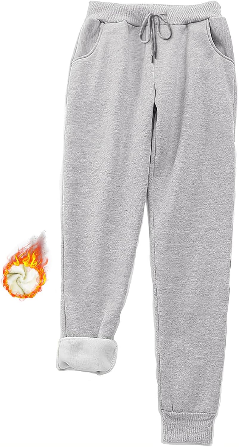 MAYSTEPPE Women's Fleece Lined Sweatpants, Sherpa Lined Winter Joggers with Pockets, Warm Thermal Lounge Pants - Image 6