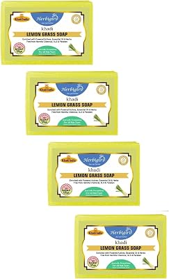 Natural Lemon Grass Handmade Soap (Pack of 4, 125g Each)