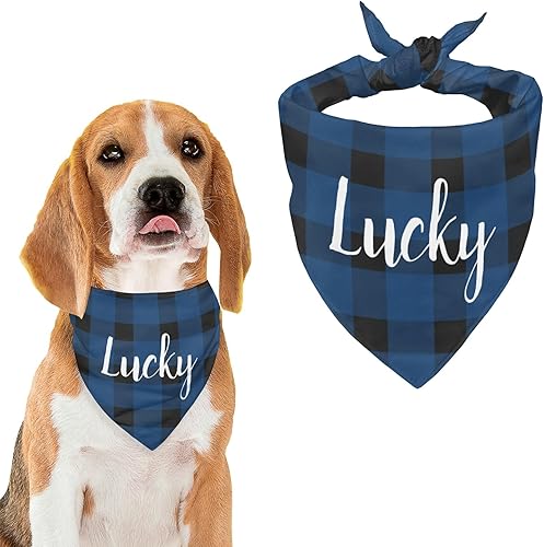 ZAACUSTOM Bandana personalizada para perro con nombre de poliéster, bandana personalizada para perro, triángulo, bufanda personalizada para mascotas
