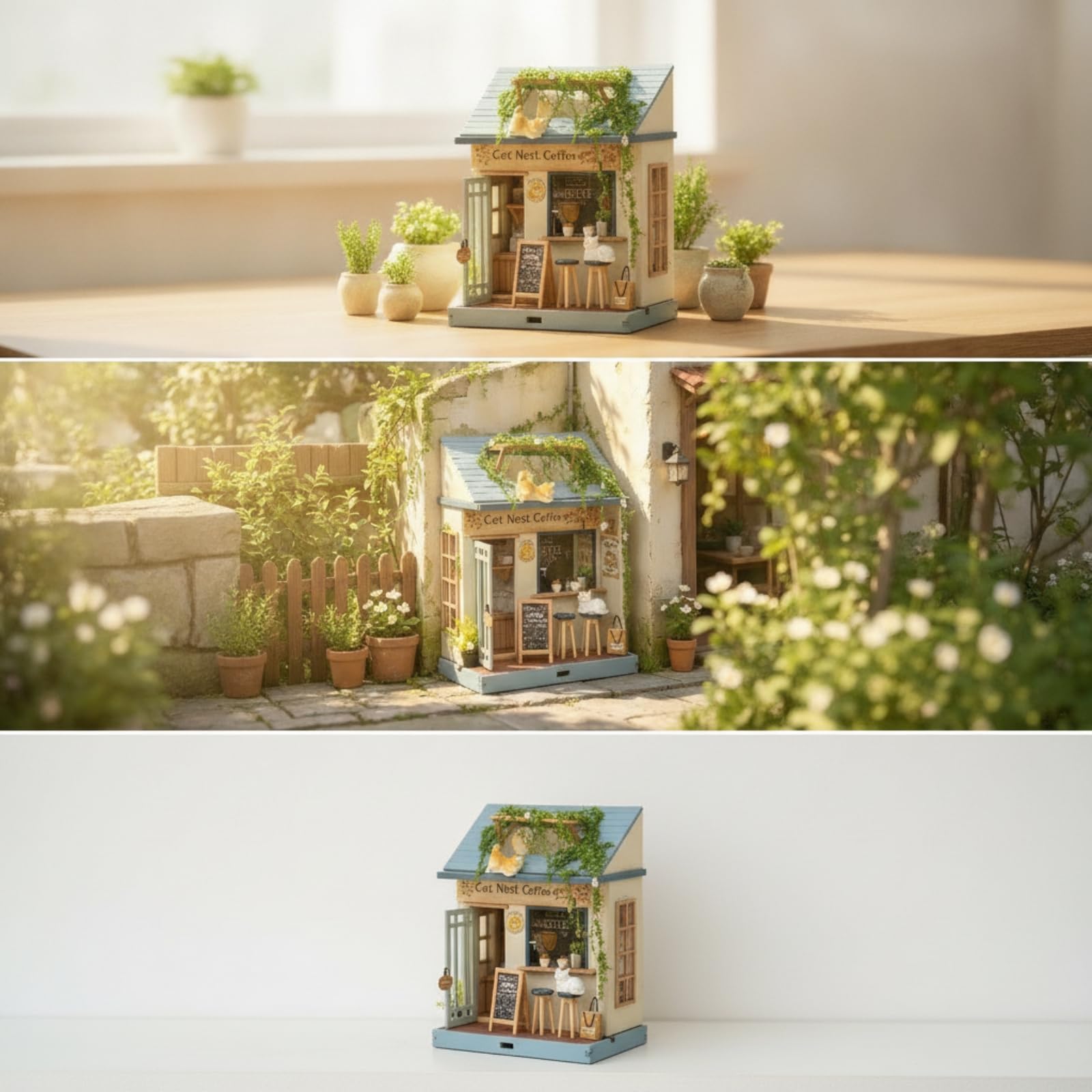 Modellino di Caffetteria Decorativo Miniature Fai da Te Compatto Modello per Collezionisti, Adulti, Tempo Libero, Esposizione su Mensola