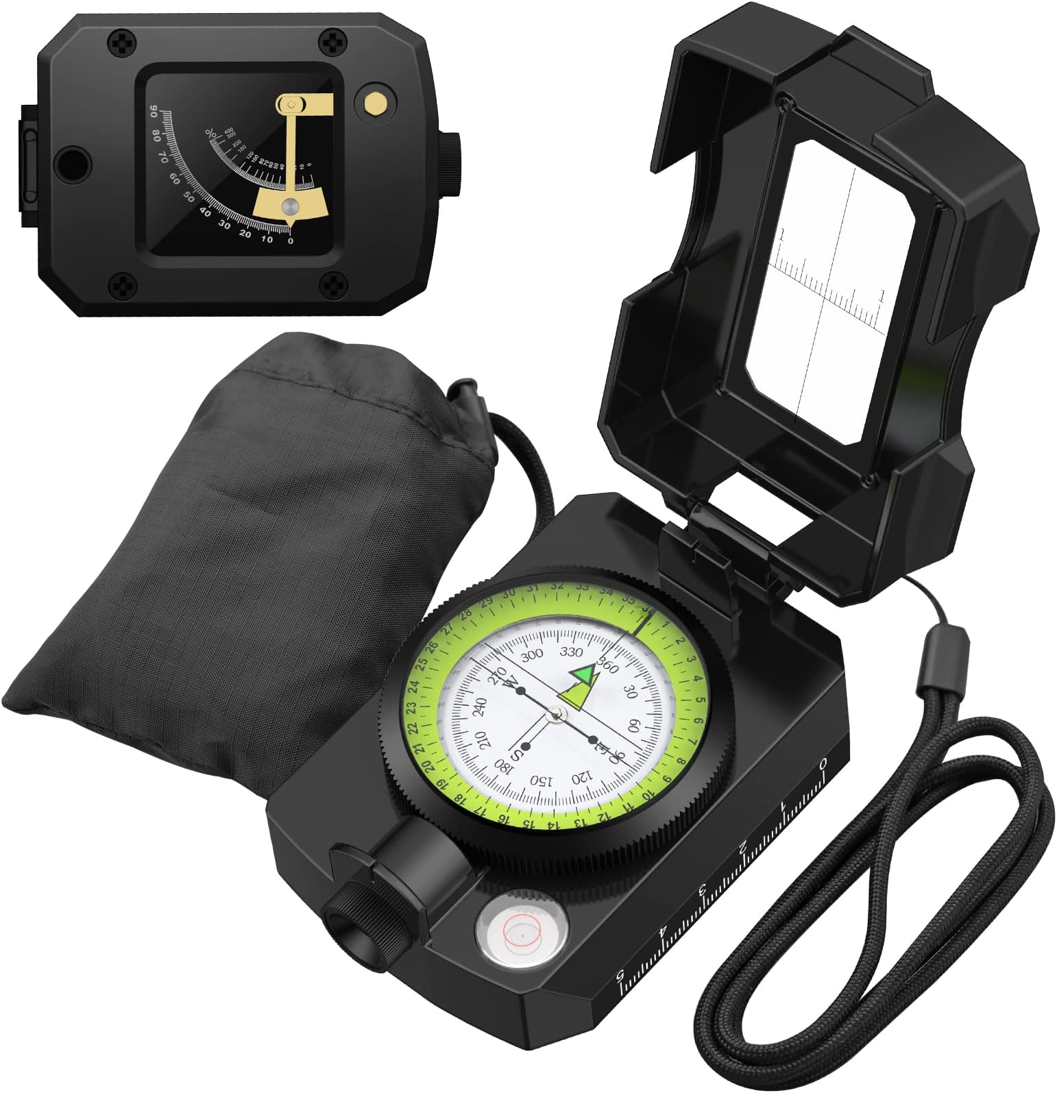 Compass For Hiking with Sighting Clinometer IP54 Waterproof Compass Navigation Aluminum Alloy Camping Compass with Carry Bag for Camping Hunting Hiking Geology