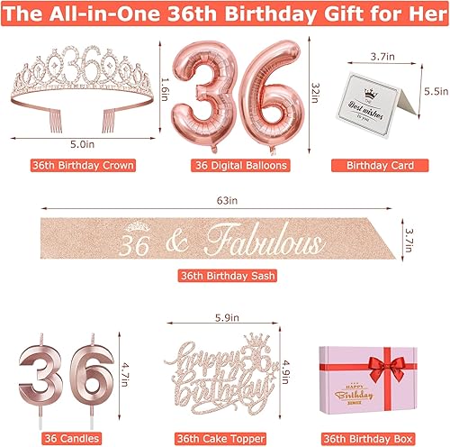 Miniatura 48 de Decoraciones de cumpleaños número 17 para niña, incluyendo tiara y banda de cumpleaños de 17, decoración para pastel y velas, globos de números